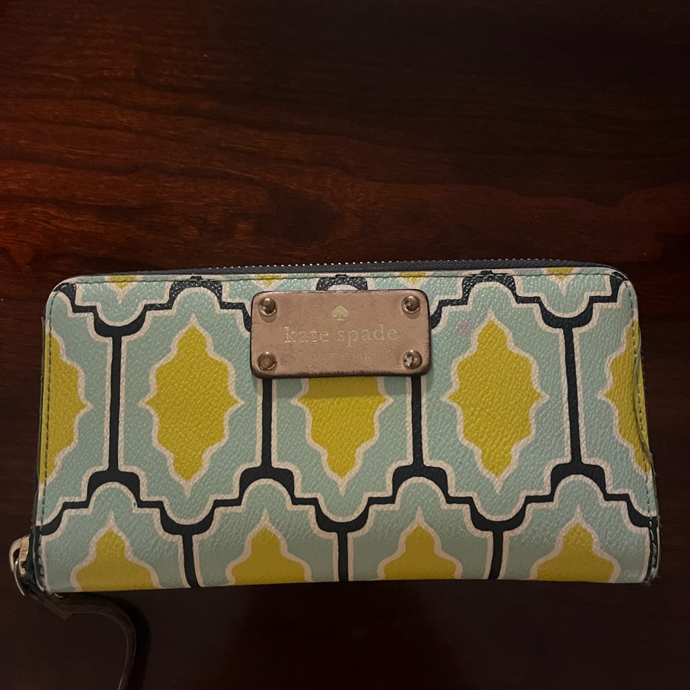 Kate Spade Blue and Yellow Patterned Wallet